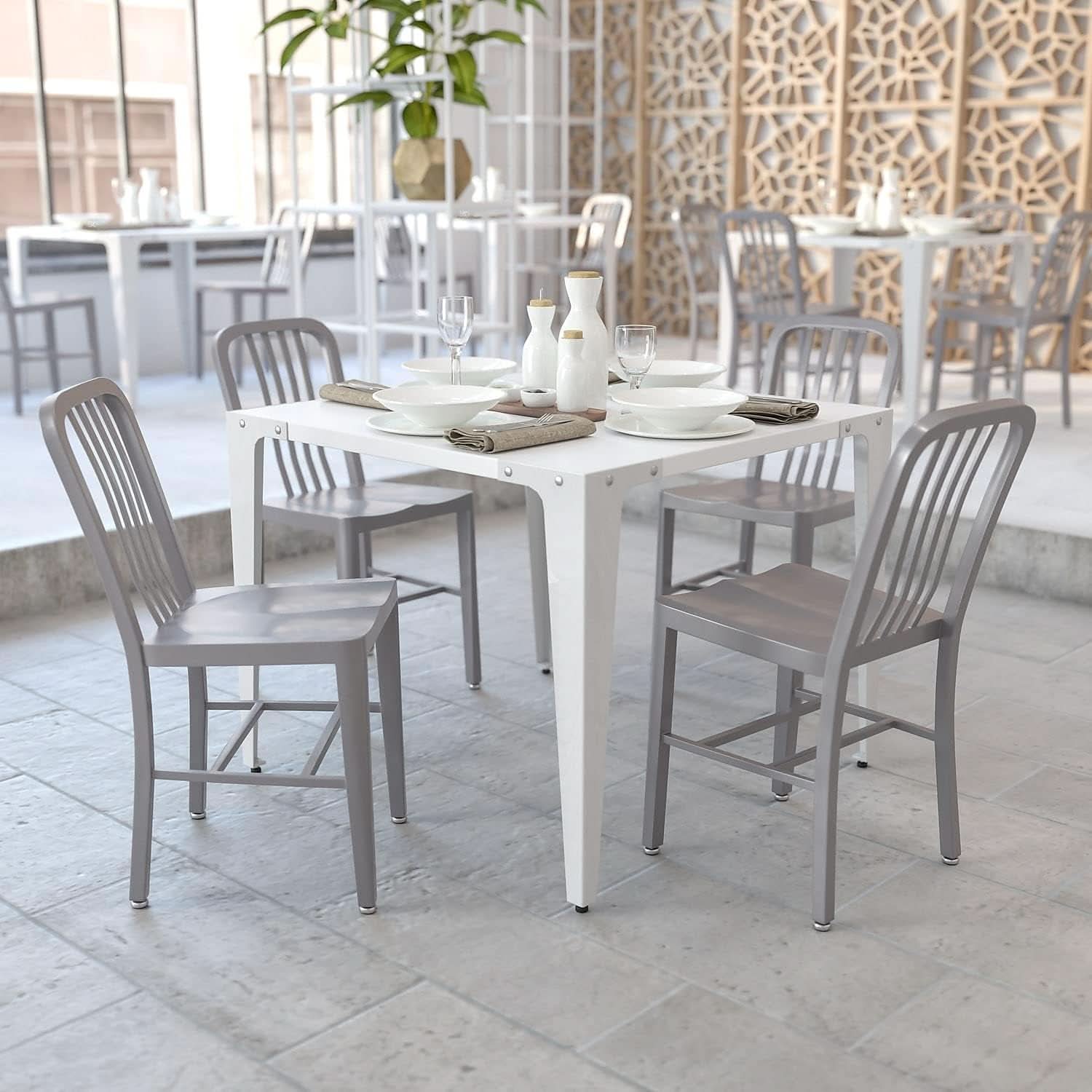 Gael Modern Metal Dining Chairs Set Of 2 In Silver