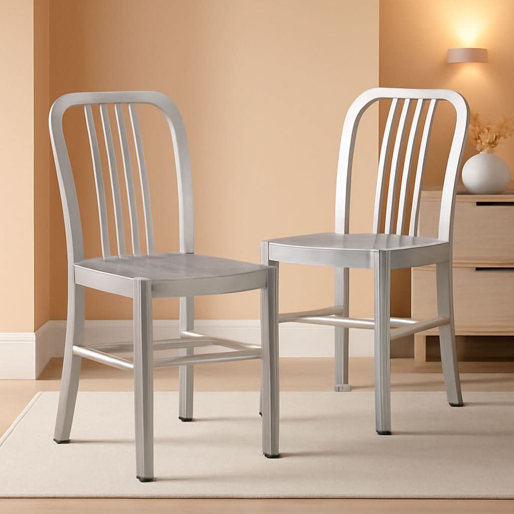 Gael Modern Metal Dining Chairs Set Of 2 In Silver
