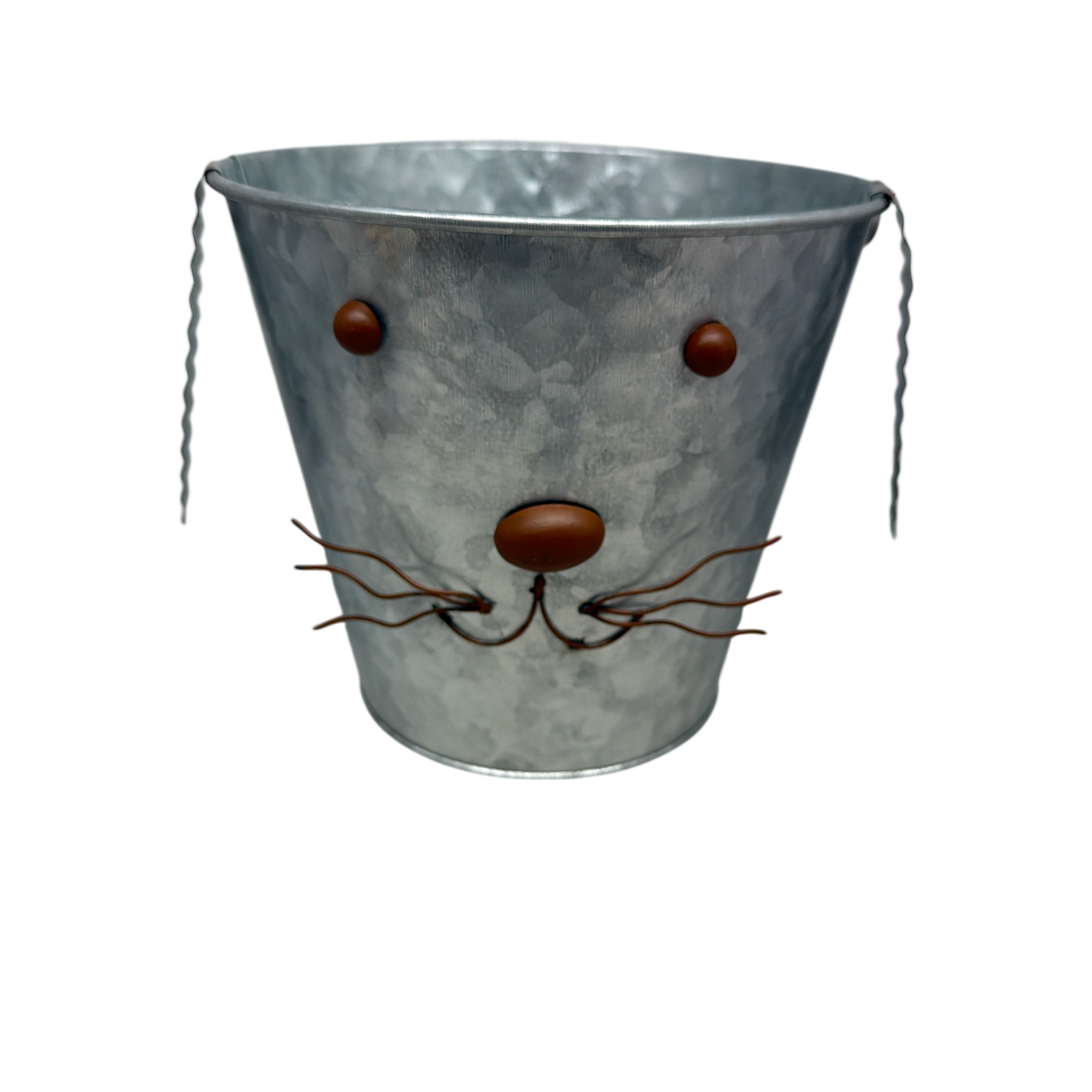 Galvanized Metal Bunny Design Bucket with Ears - Medium