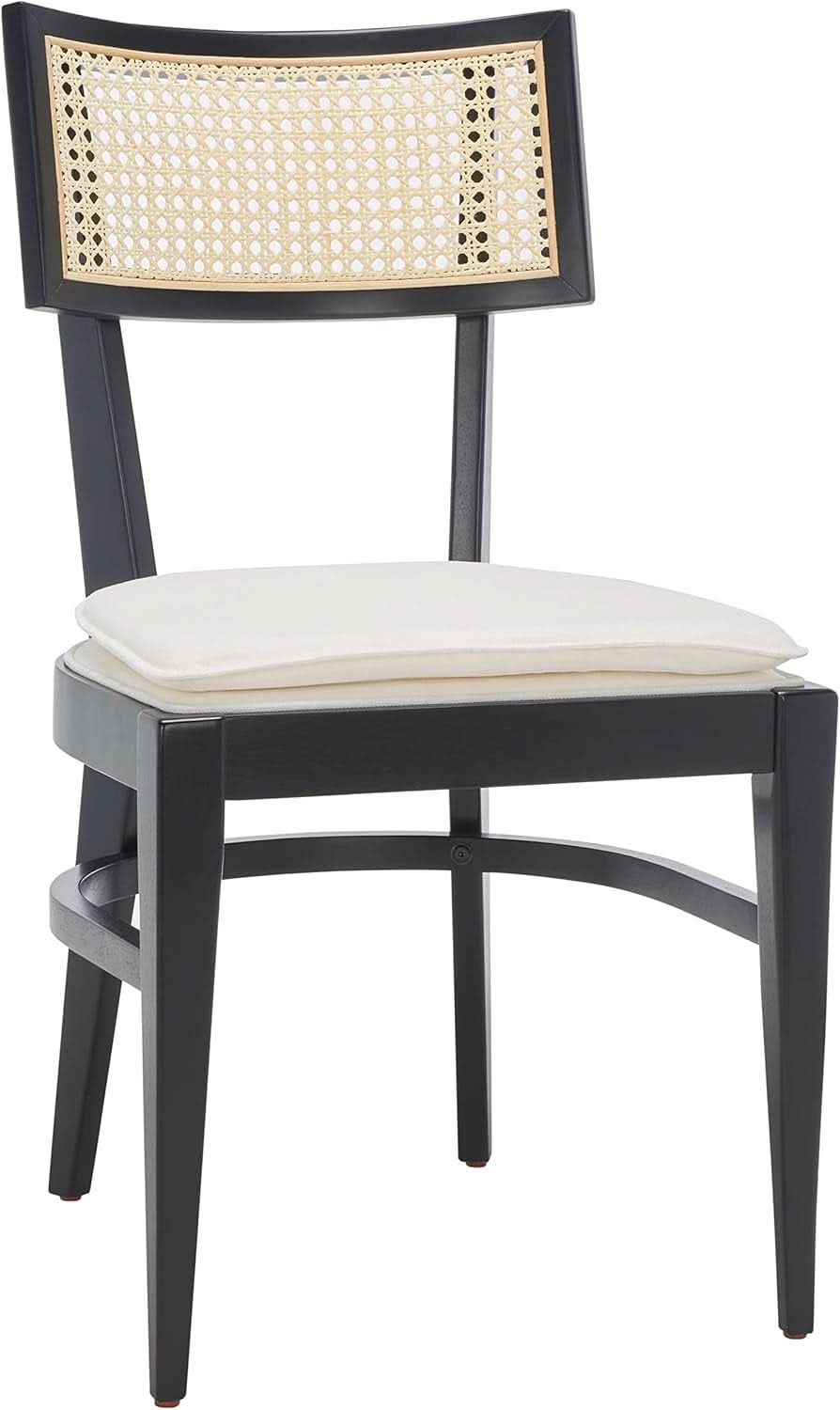 Galway Coastal Dining Chair Black Frame Cane Seat Cushion