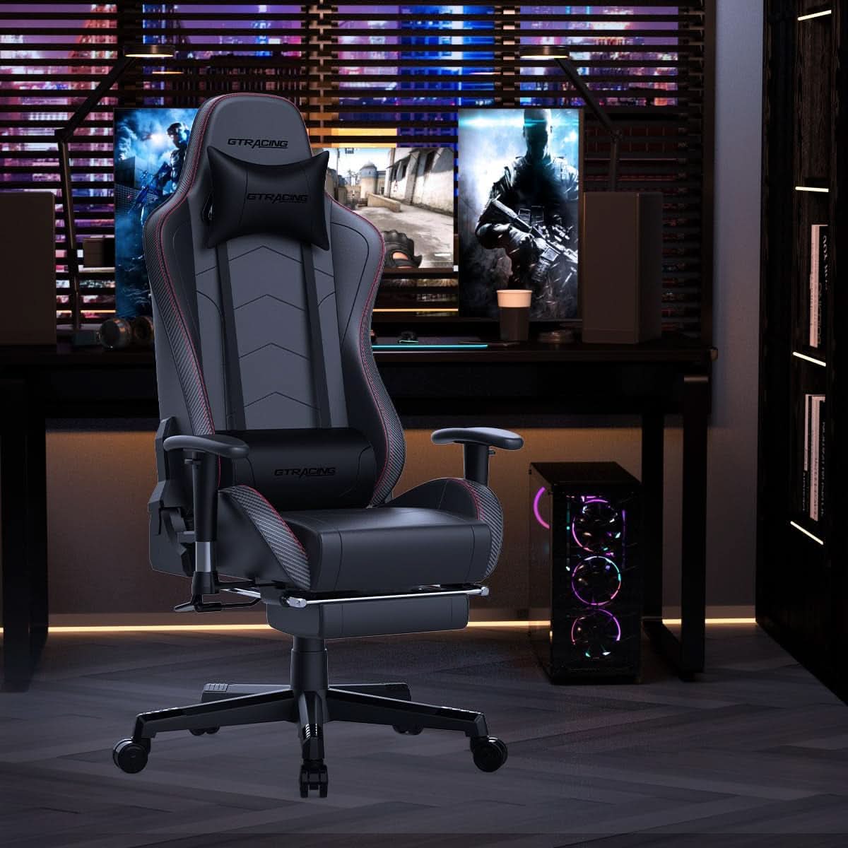 Gaming Chair With Footrest And Speakers Ergonomic Design
