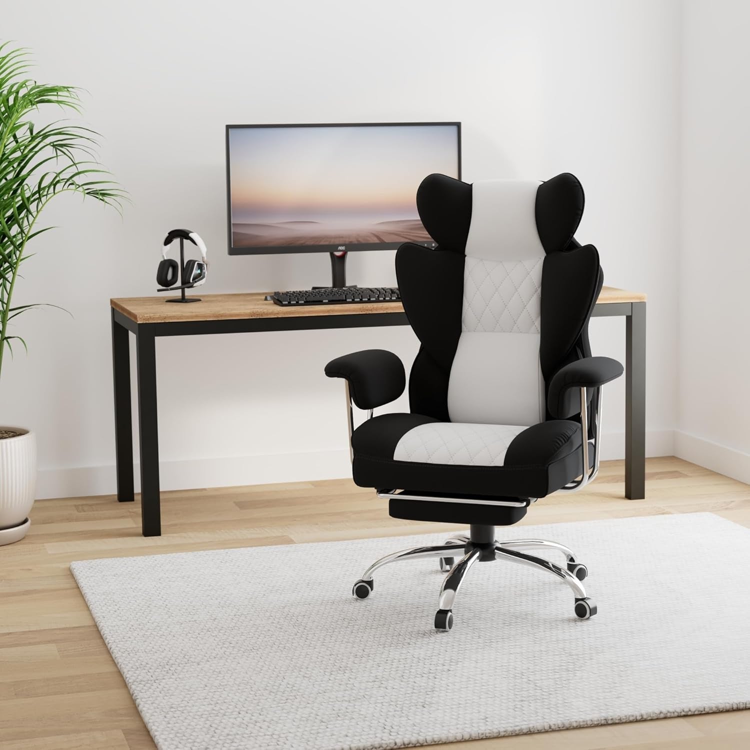 Gaming Chair With Lumbar Support Black For Office Work