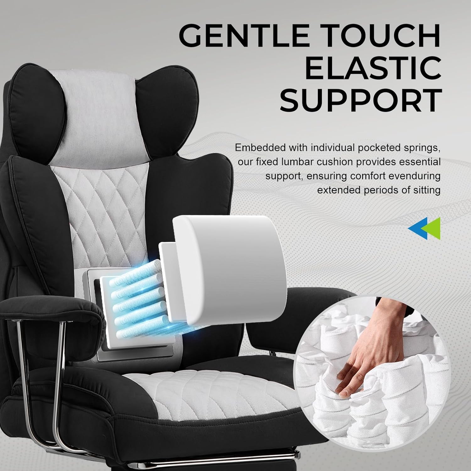 Gaming Chair With Lumbar Support Black For Office Work