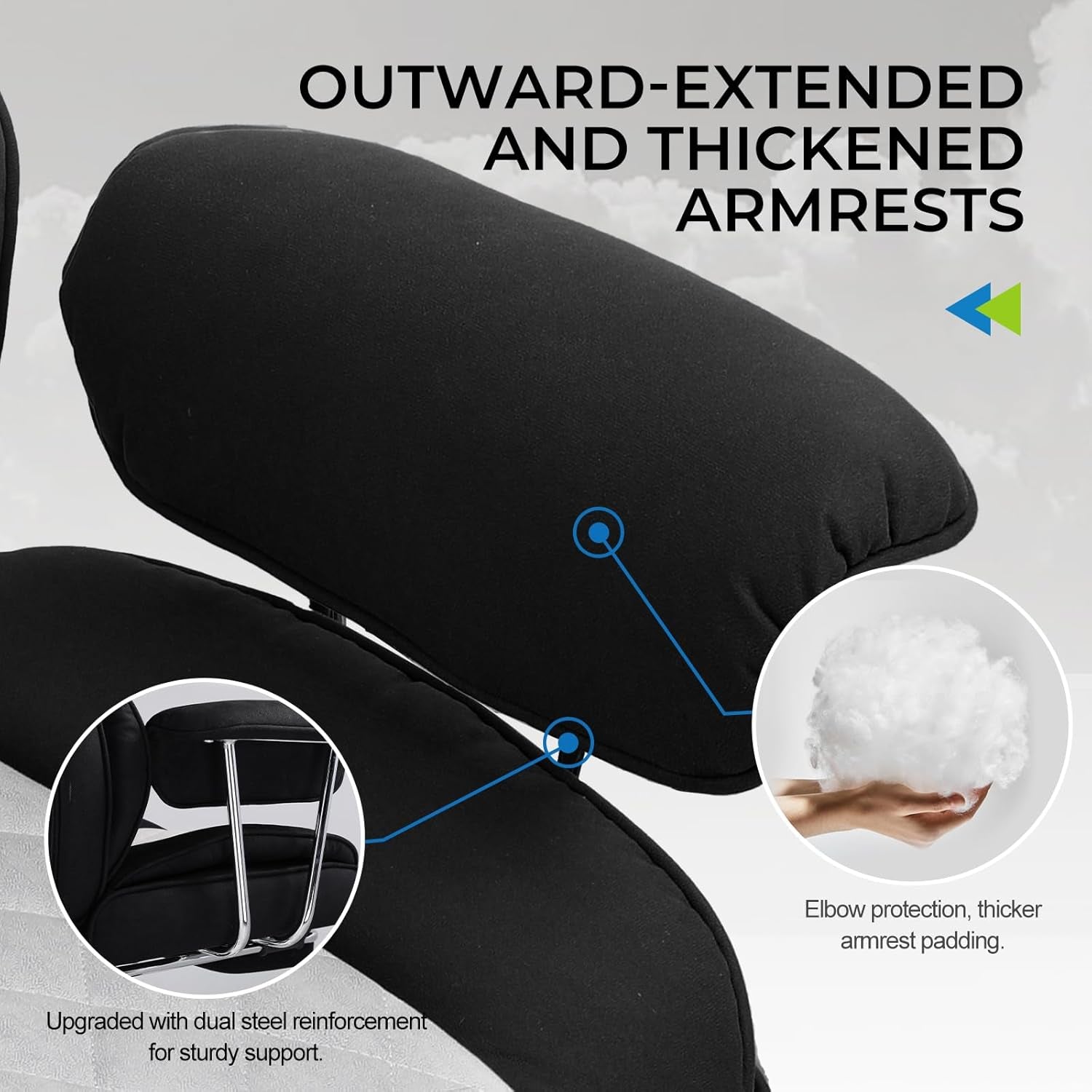Gaming Chair With Lumbar Support Black For Office Work