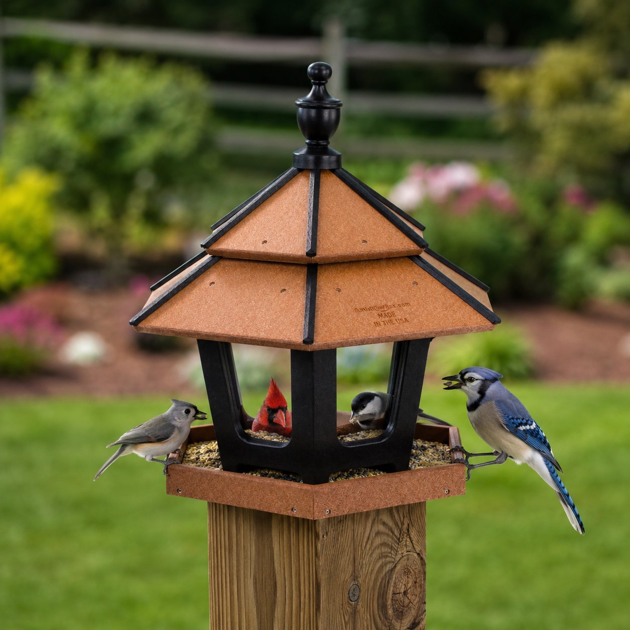 Gazebo Bird Feeder - Triple Compartment, Post-Mount