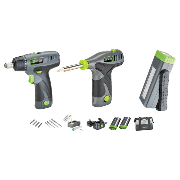 Genesis GL0831CK2 8-Volt Li-Ion 3-Piece Cordless Tool Kit with Screwdriver,