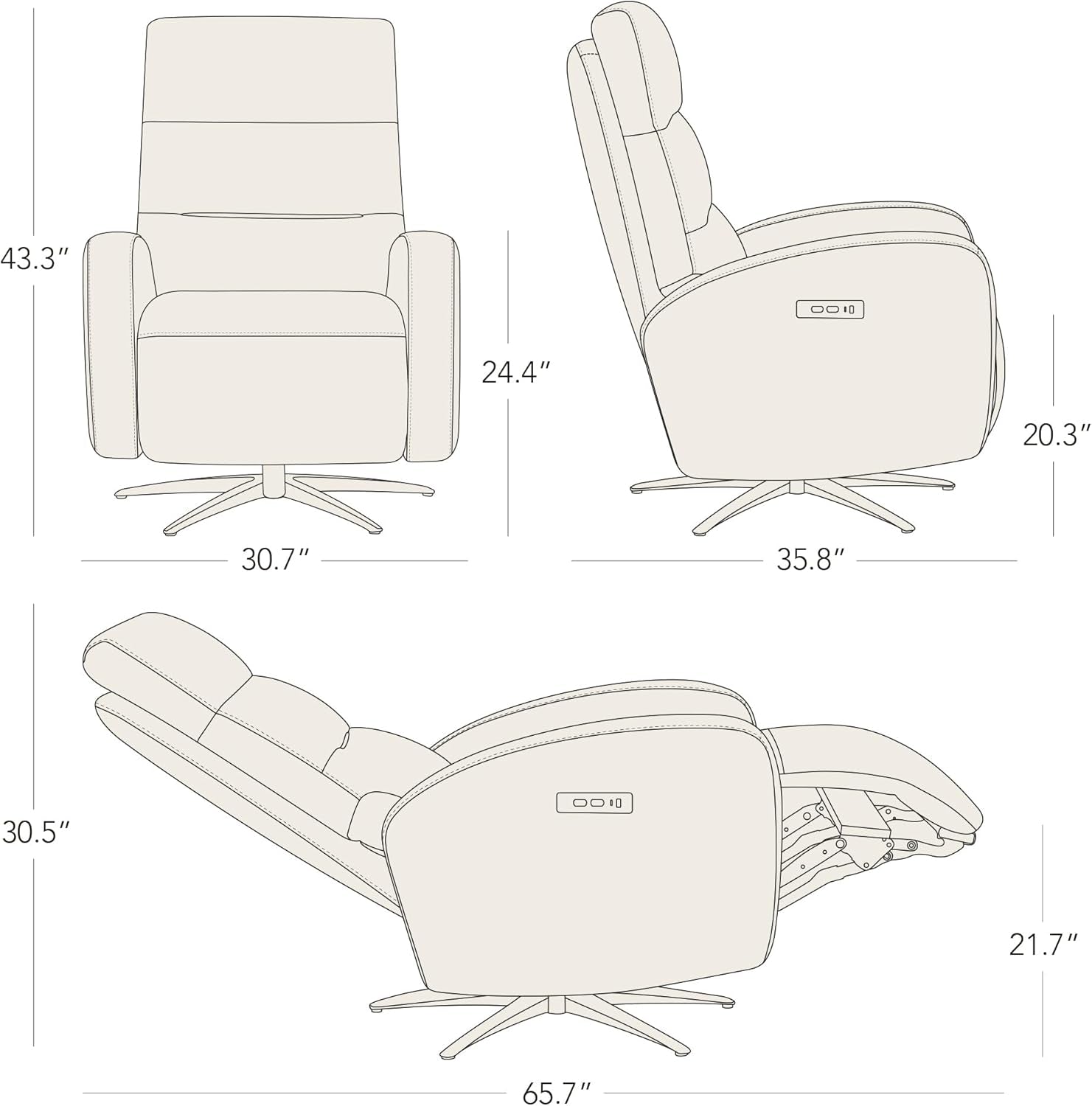 Genuine Leather Power Swivel Recliner Chair Saddle Brown