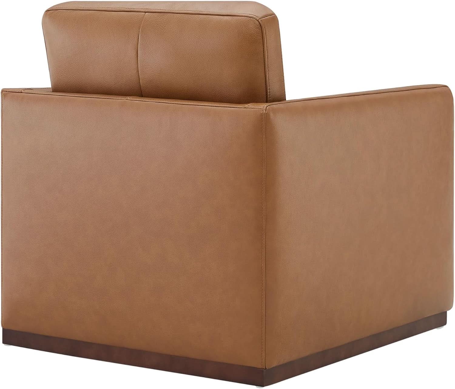 Genuine Leather Swivel Accent Chair Fully Assembled