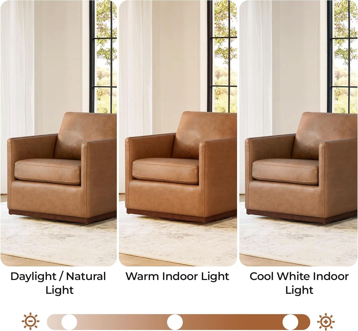 Genuine Leather Swivel Accent Chair Fully Assembled