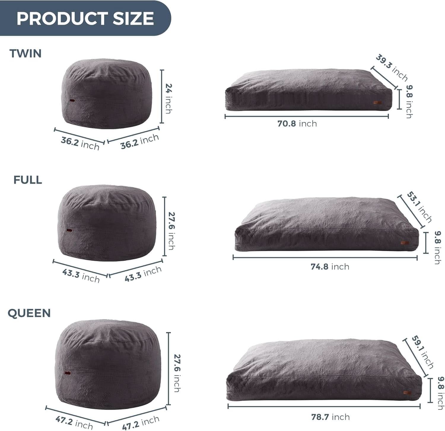 Giant Bean Bag Chair Bed for Adults Convertible Lounger