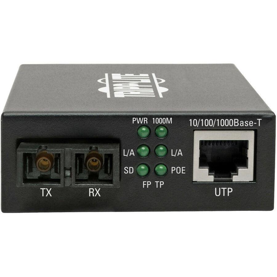 Gigabit Singlemode Fiber Ethernet Media Converter PoE+ SC 20km | TecISoft N785-P01-SC-SM1