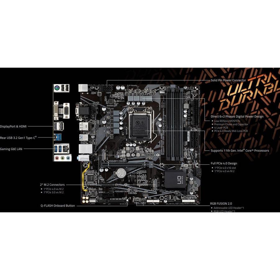 Gigabyte B560M Ds3H Socket Lga1200/ Intel B560/ Ddr4/ Sata3&Usb3.2/ M.2/ Micro Atx Motherboard
