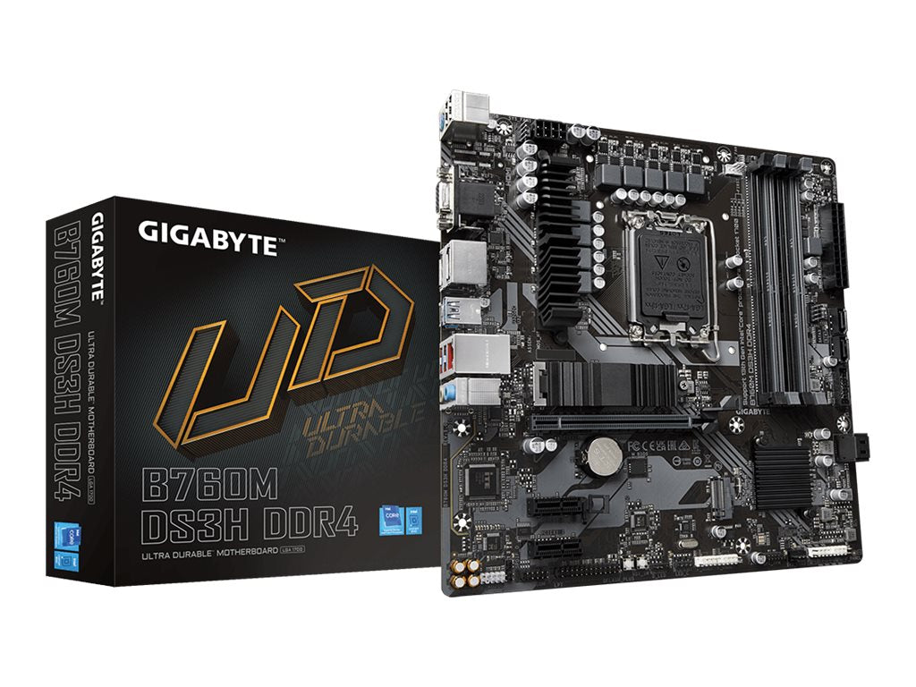 Gigabyte B760M DS3H DDR4 - 1.0 - motherboard - micro ATX - LGA1700 Socket - B760 Chipset - USB 3.2 Gen 2, USB 3.2 Gen 1,