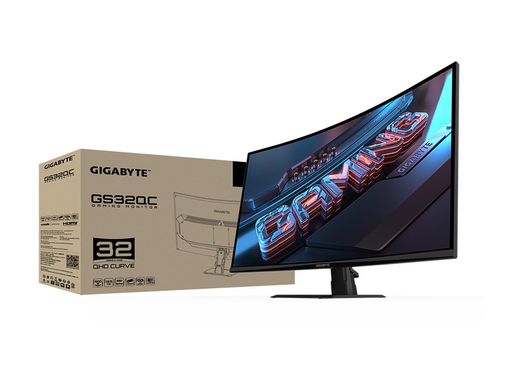 Gigabyte GS32QC - LED monitor - curved - 32 (31.5" viewable) - 2560 x 1440 QHD @ 170 Hz - VA - 300 cd/mï¿½ - 3500:1 - 1
