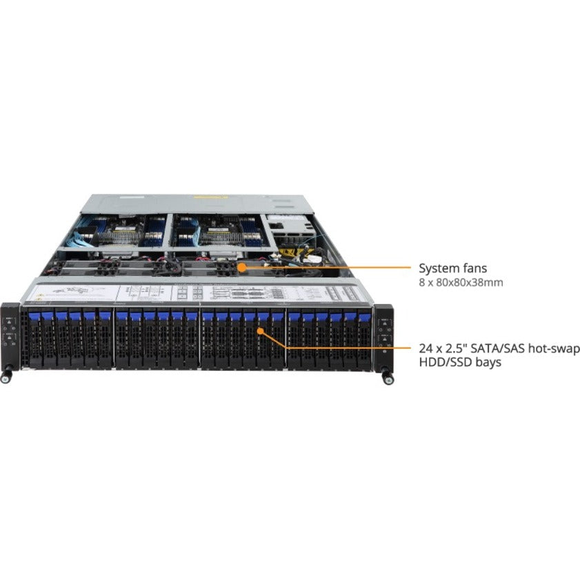 Gigabyte H261-Z60 Barebone System - 2U Rack-mountable - Socket SP3 - 2 x Processor Support