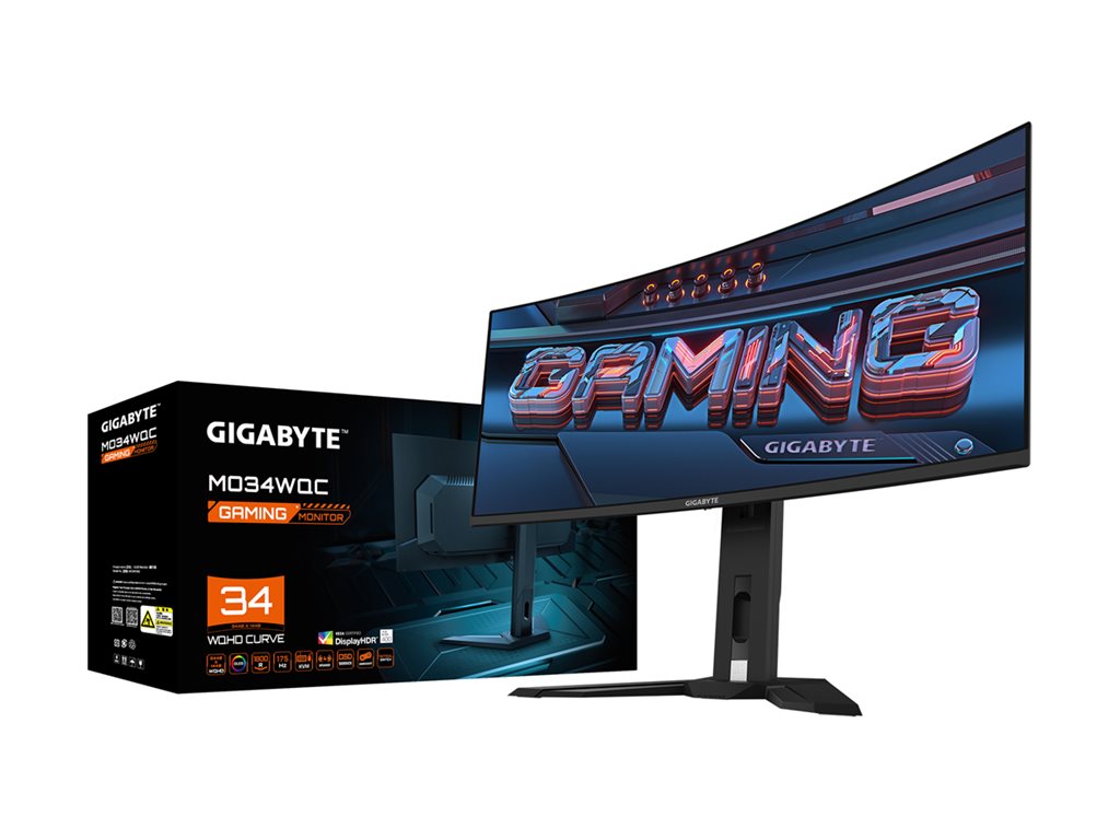 Gigabyte MO34WQC - OLED monitor - gaming - curved - 34 - 3440 x 1440 WQHD @ 175 Hz - 1000 cd/mï¿½ - 1500000:1 -