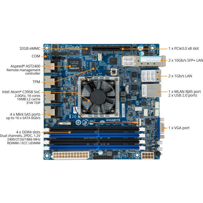 Gigabyte Ma10-St0 Server Motherboard - Intel Chipset - Socket Bga-1310 - Intel Optane Memory Ready - Mini Itx