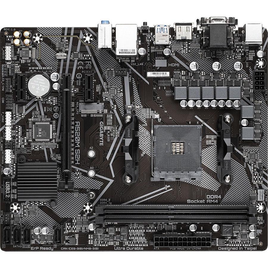 Gigabyte Ultra Durable A520M S2H Desktop Motherboard - AMD A520 Chipset - Socket AM4 - Micro ATX A520MS2H