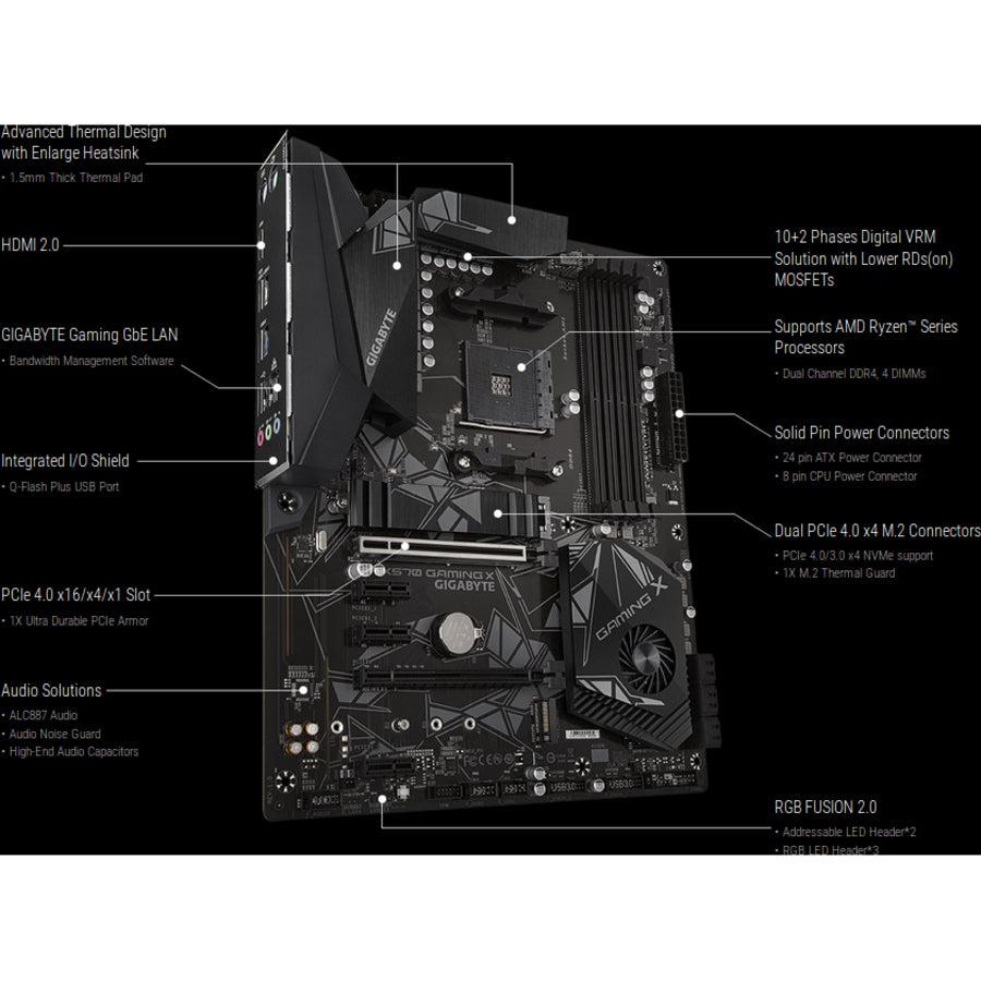 Gigabyte X570 Gaming X Amd Ryzen 3000 Pcie 4.0 Sata 6Gb/S Usb 3.2 Amd X570 Atx Motherboard
