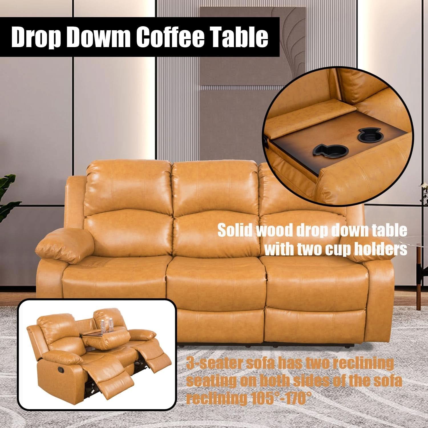 Ginger Faux Leather Reclining Sofa and Loveseat Set