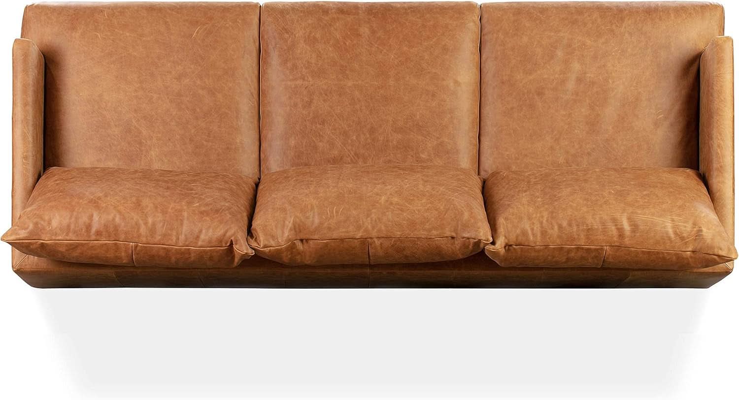 Girona 88 Inch Leather Sofa Cognac Tan With Tufted Back