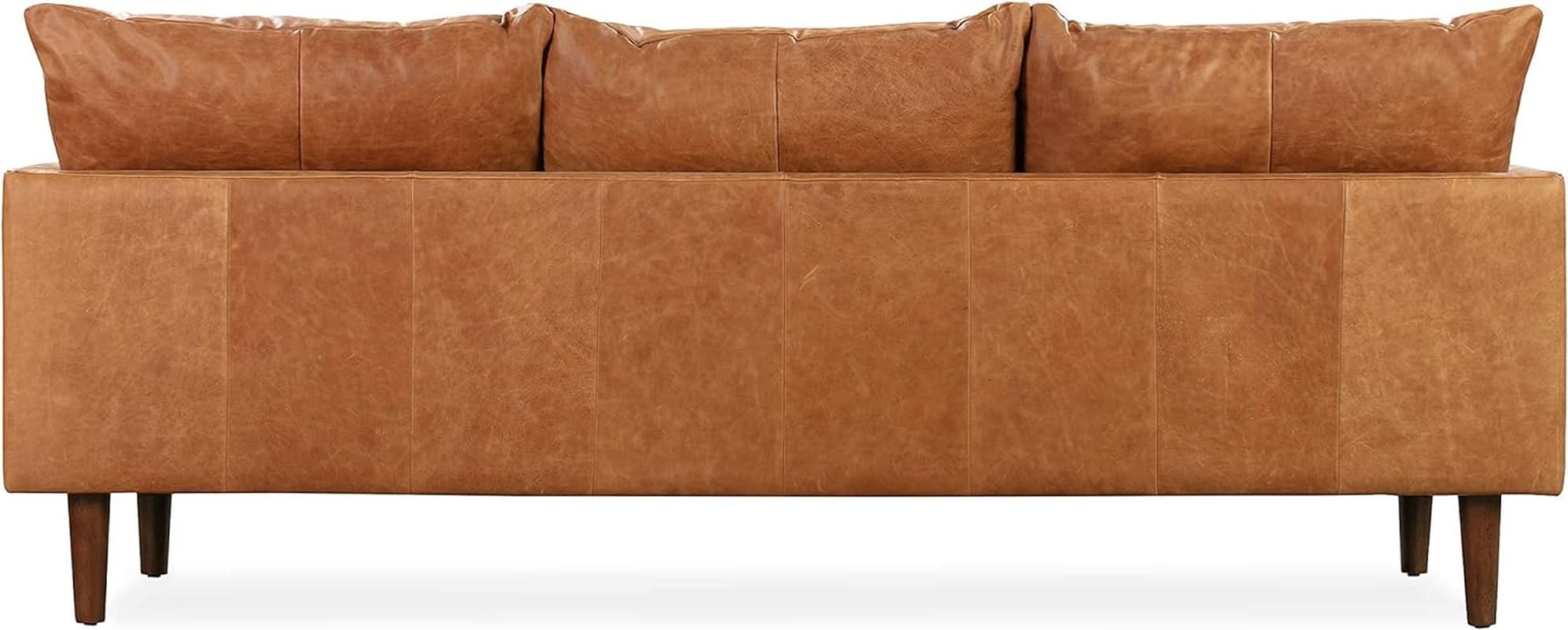 Girona 88 Inch Leather Sofa Cognac Tan With Tufted Back