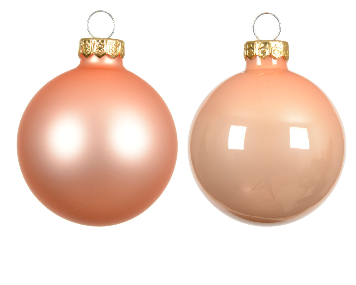 Glass 2.4" Ornaments - 10 piece Set - Peach Pearl