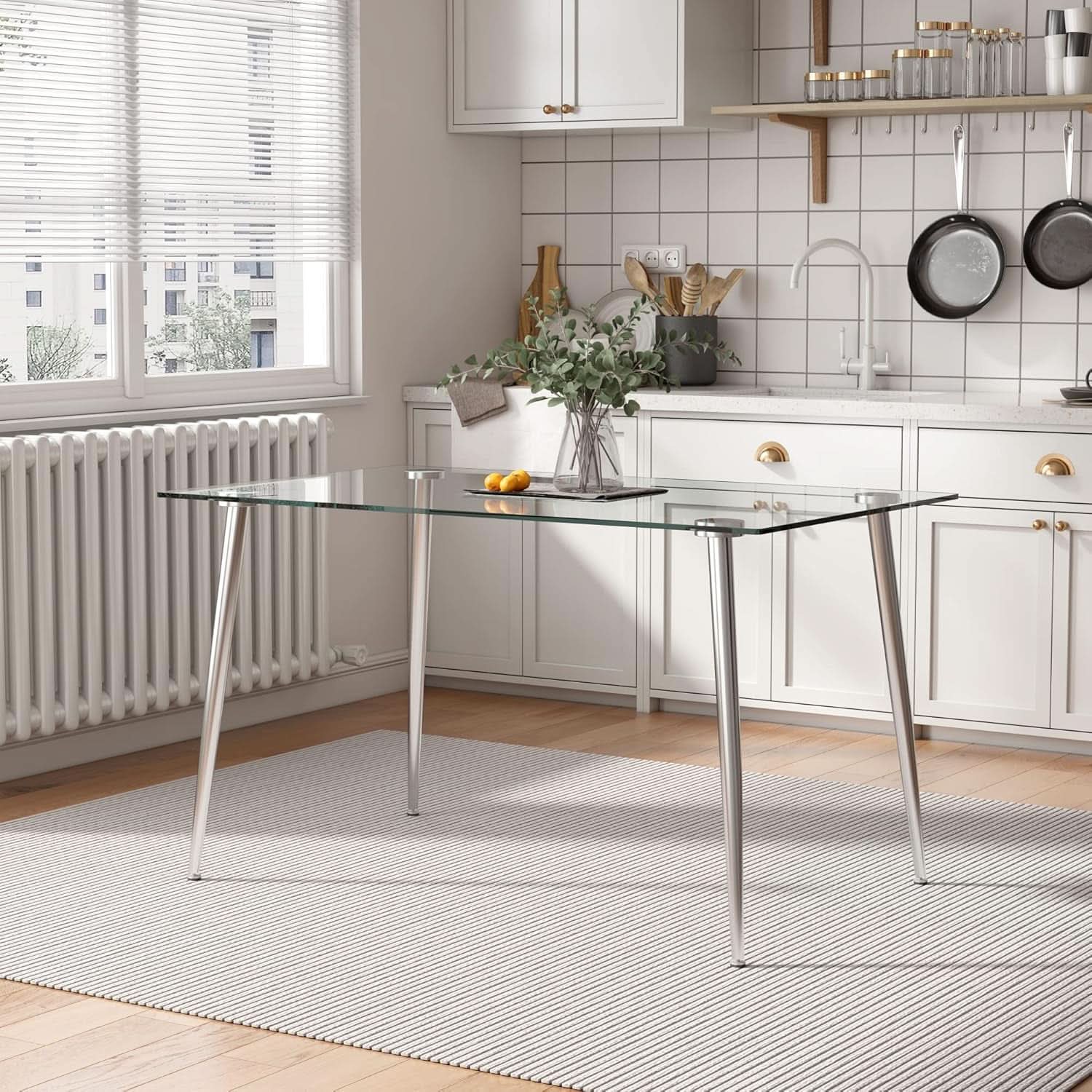 Glass Dining Table For 4 51 Inch Clear Top For Home