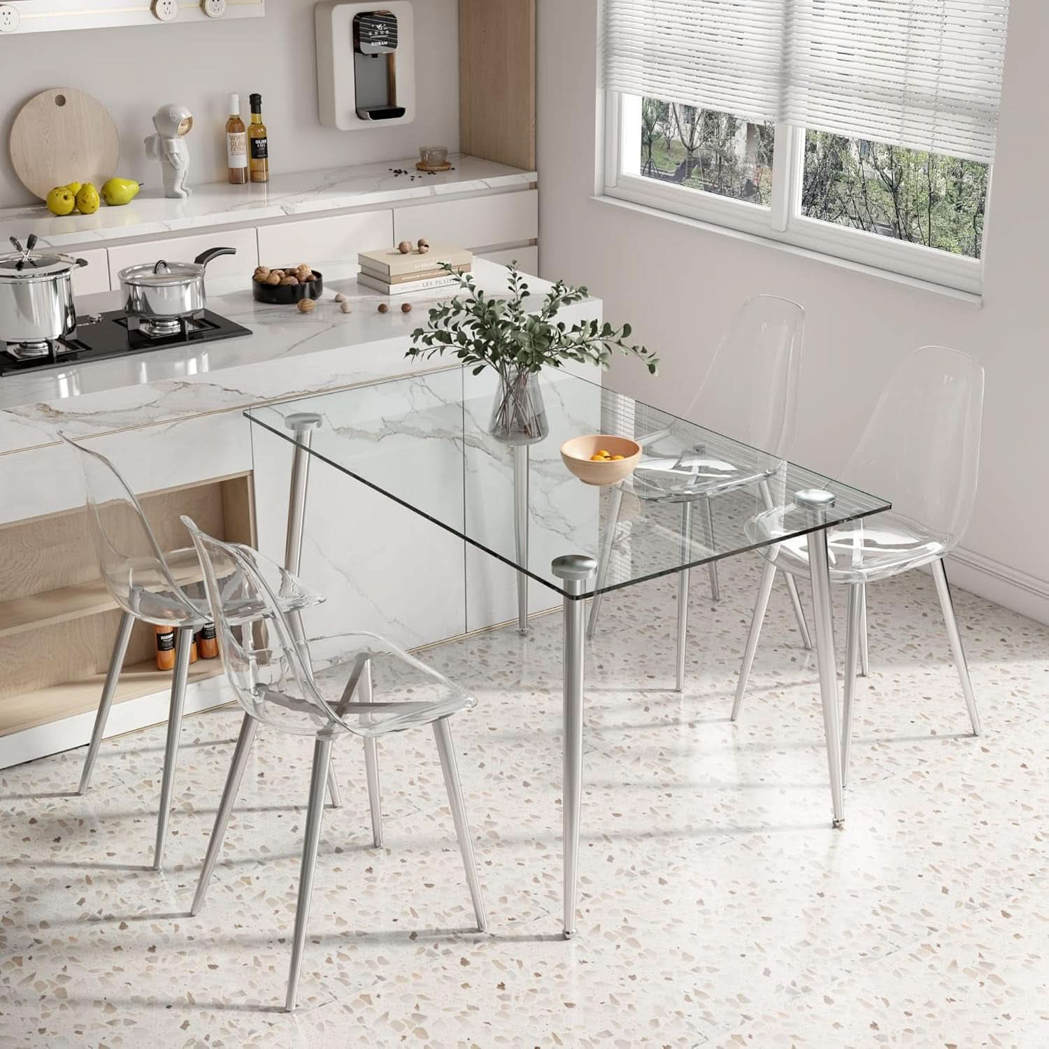 Glass Dining Table For 4 51 Inch Clear Top For Home