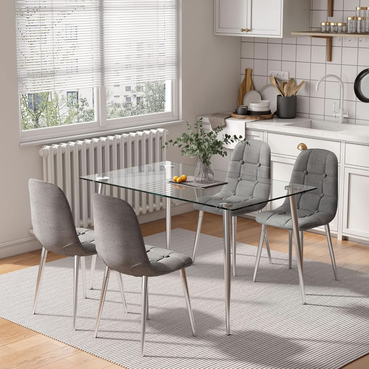 Glass Dining Table For 4 51 Inch Clear Top For Home