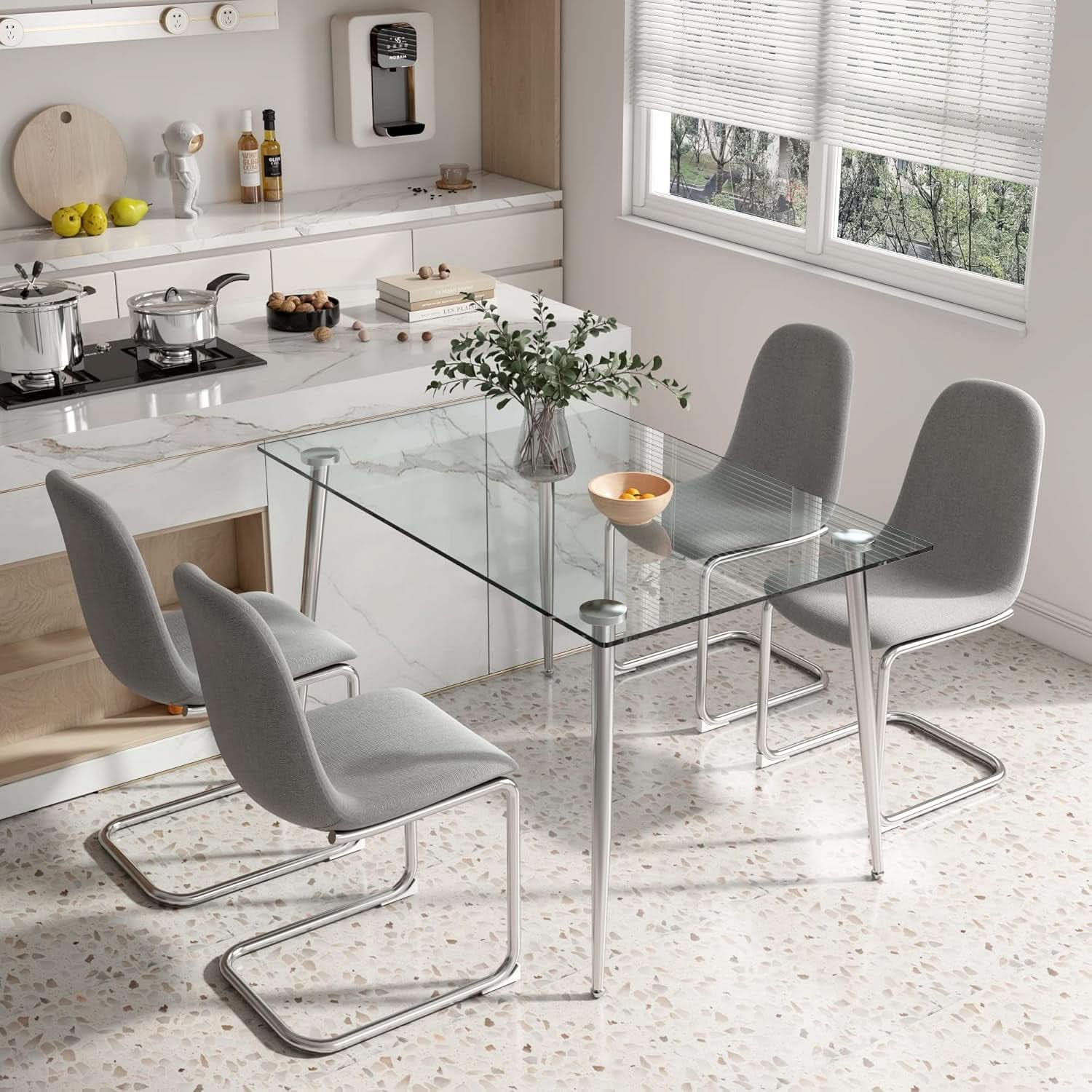Glass Dining Table For 4 51 Inch Clear Top For Home