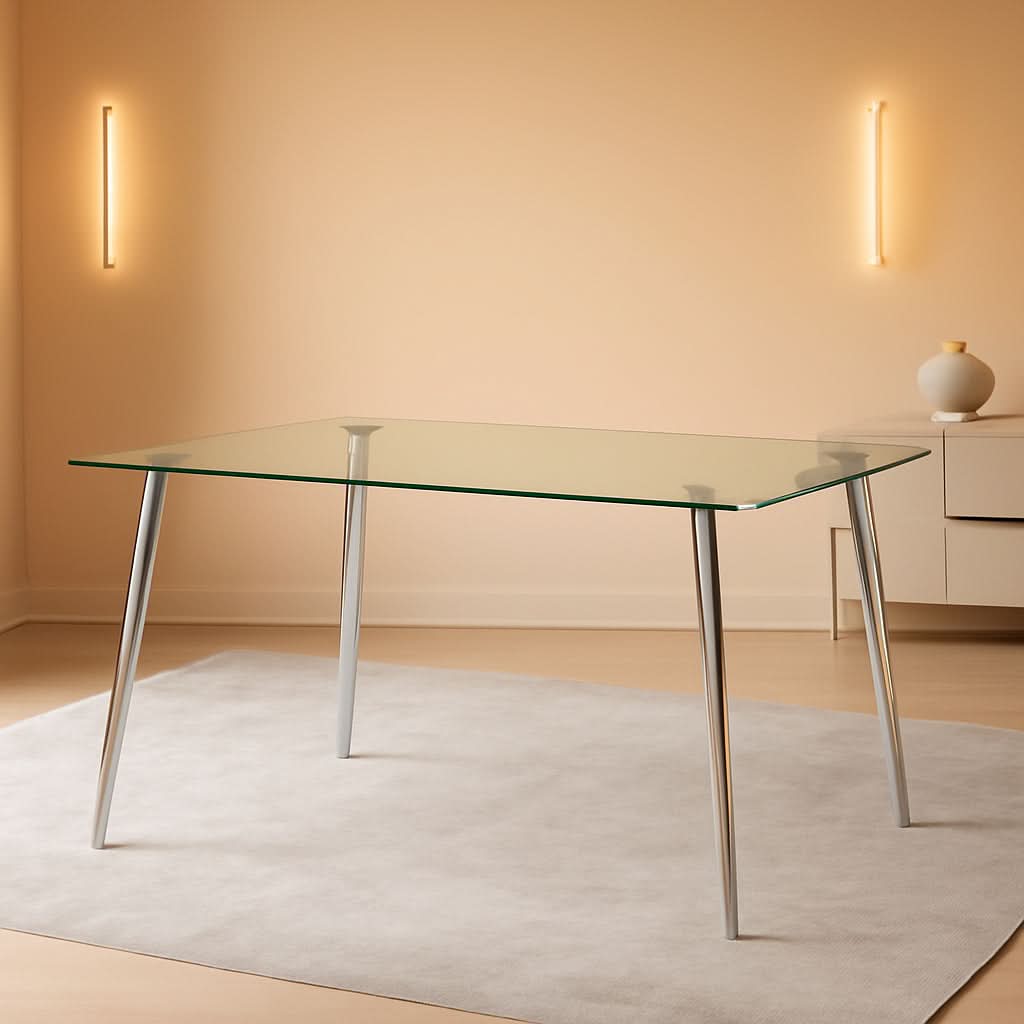 Glass Dining Table For 4 51 Inch Clear Top For Home