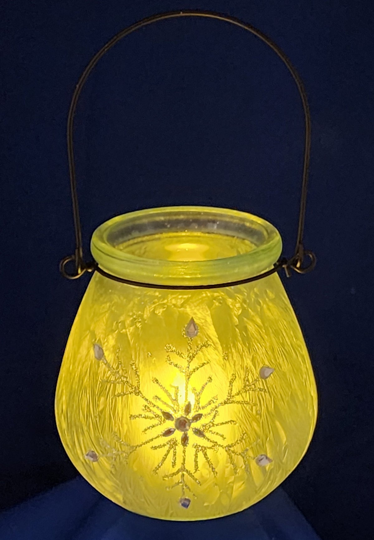Glass Holiday Snowflake Luminaries - Clear - Set of 2