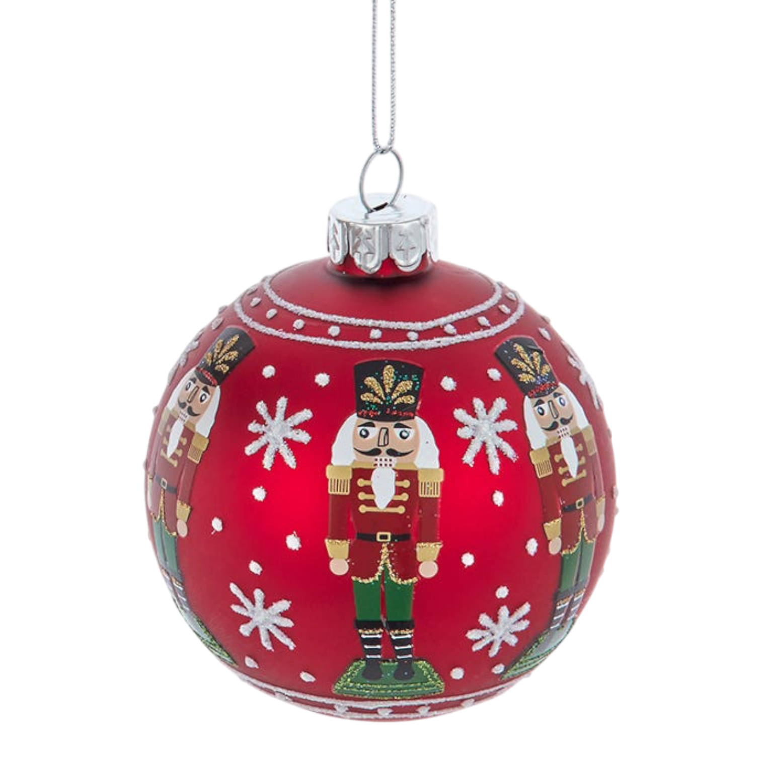 Glass Nutcracker Design Ball Ornaments - 4-Piece Set
