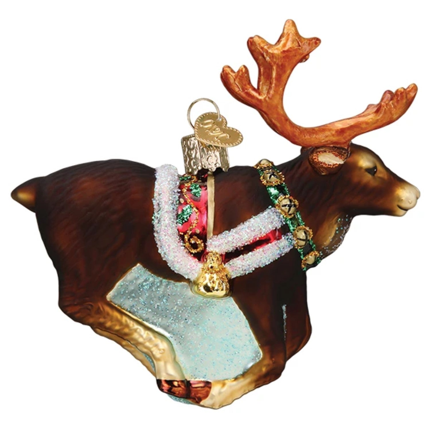 Glass Reindeer Ornament
