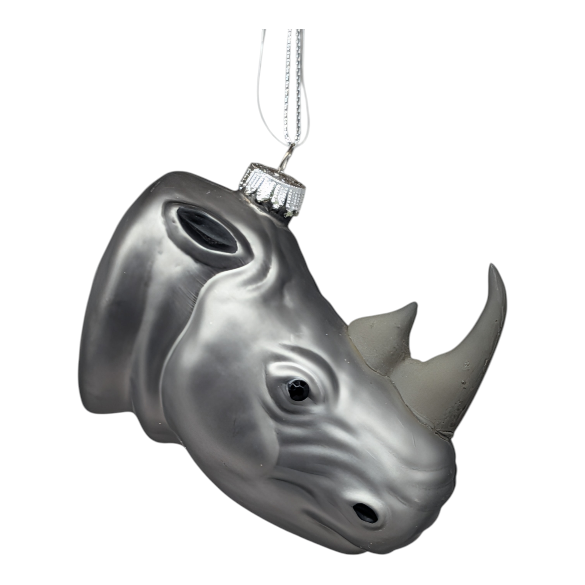 Glass Rhino Head Figurine Ornament