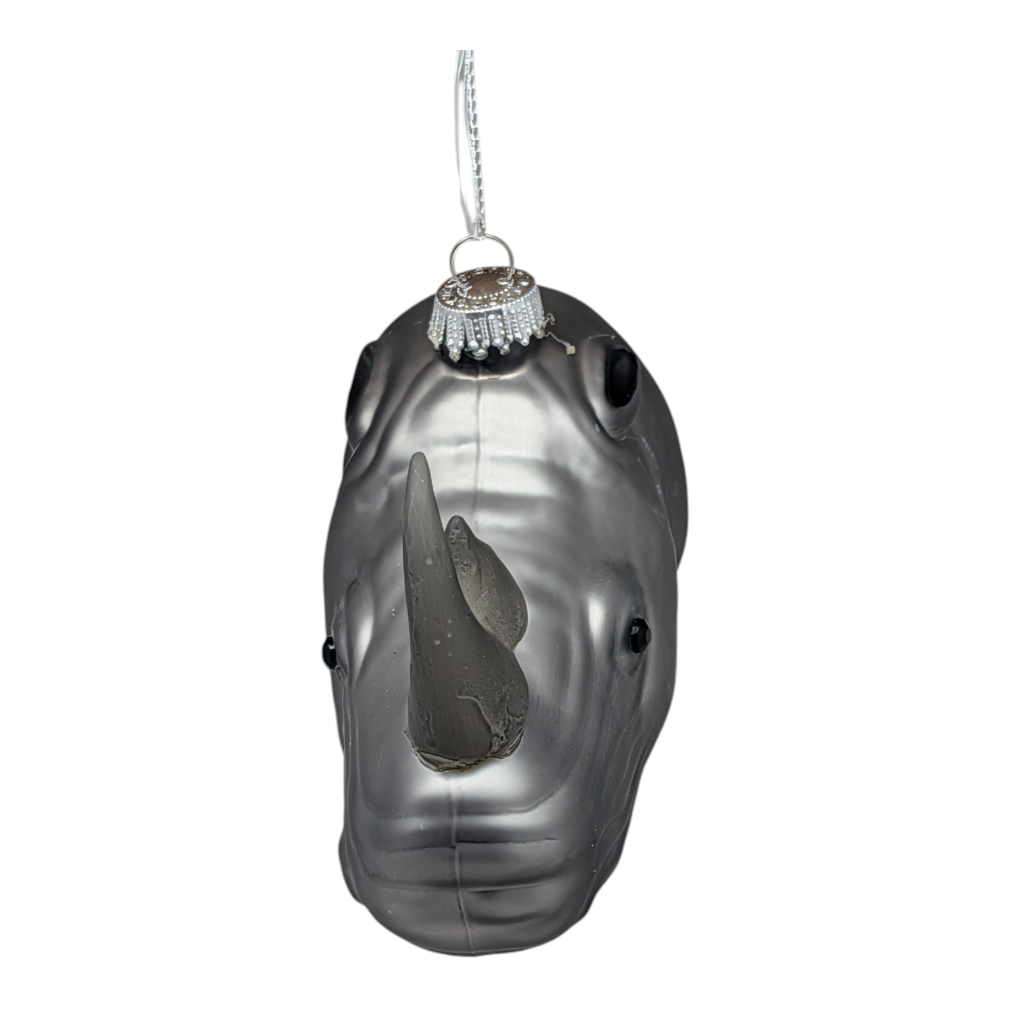 Glass Rhino Head Figurine Ornament