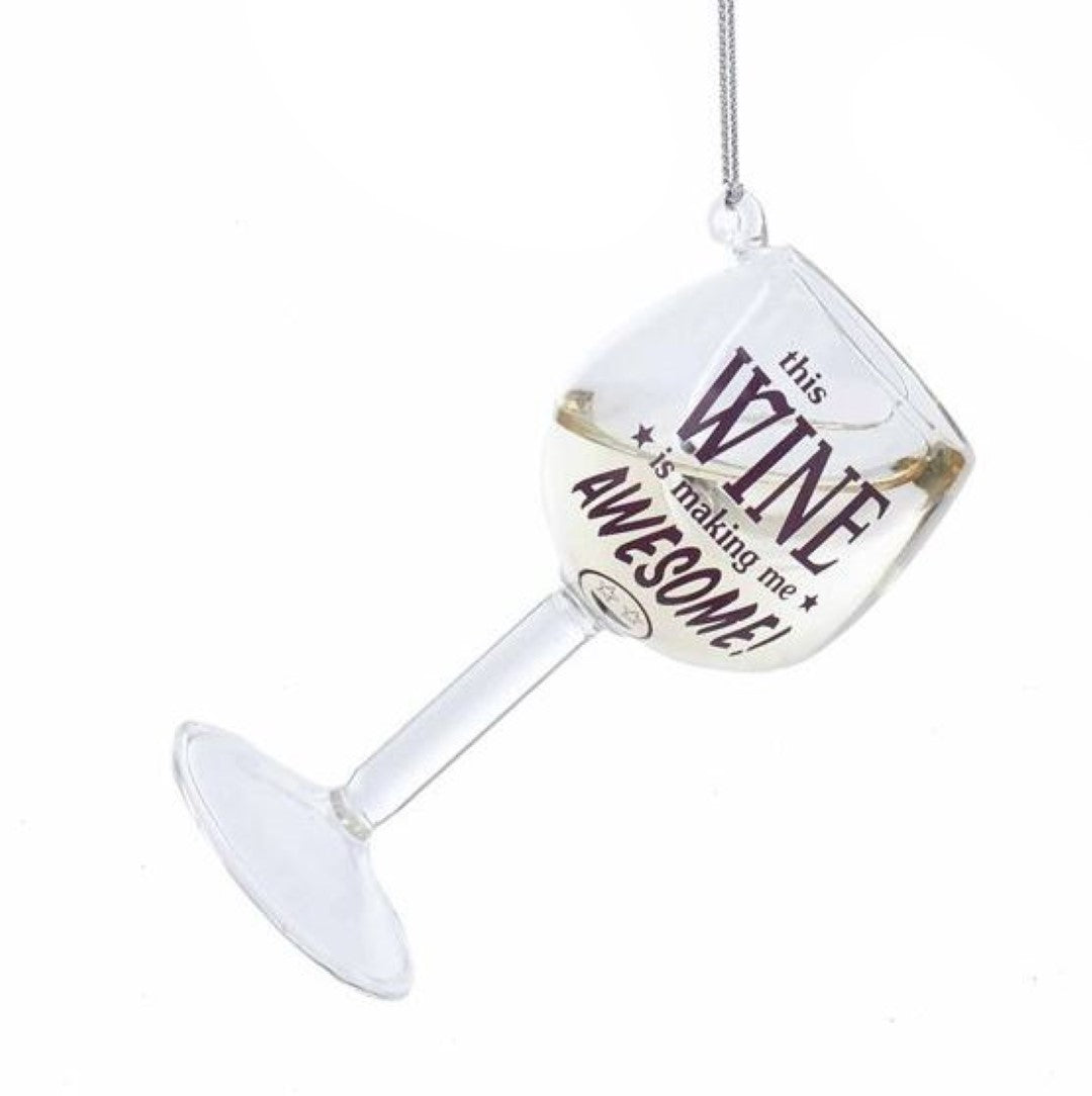 Glass Wine Glass Ornament - This Wine Is Making Me Awesome