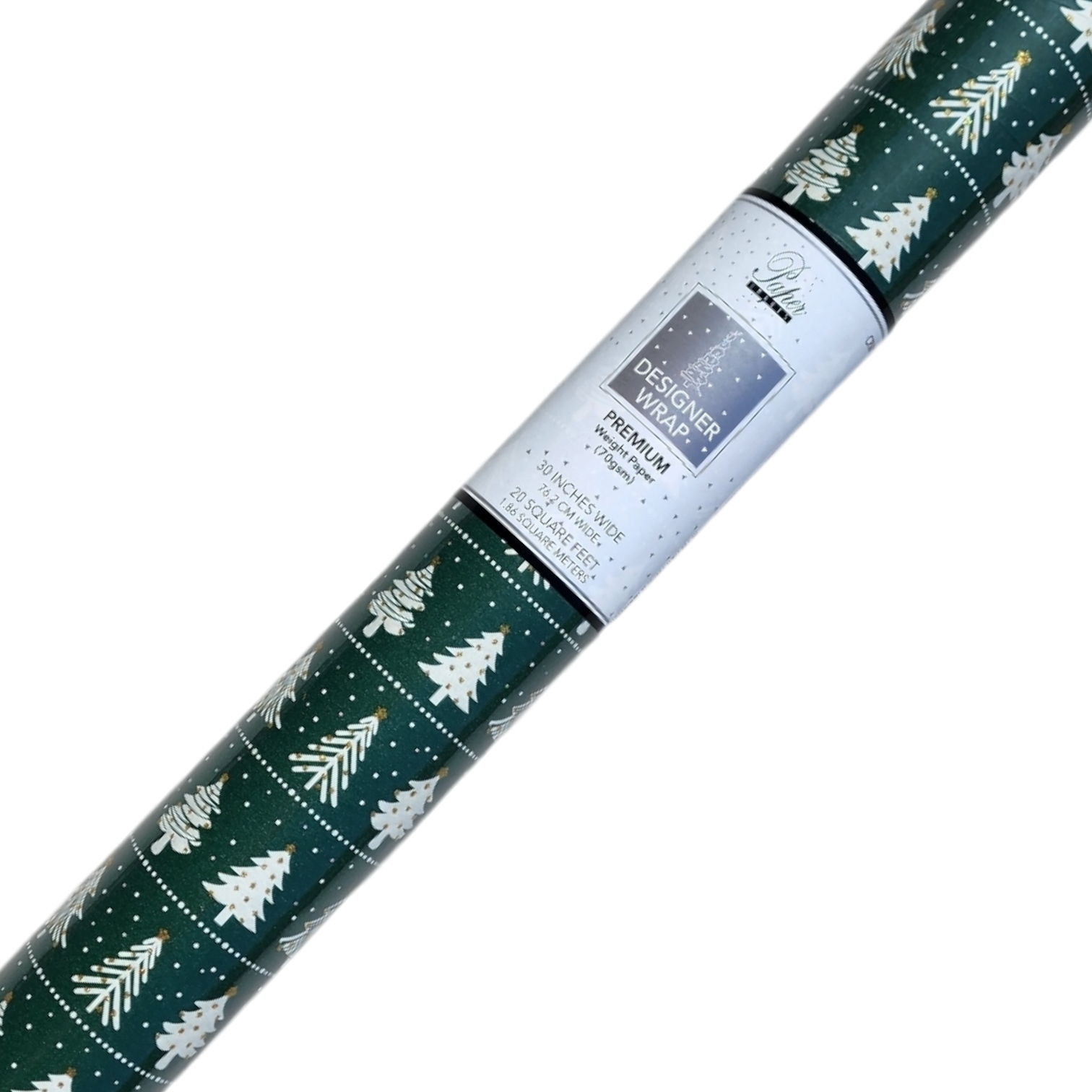 Glitter Accented Roll Wrap - 30" x 96" - Evergreen Enchantment