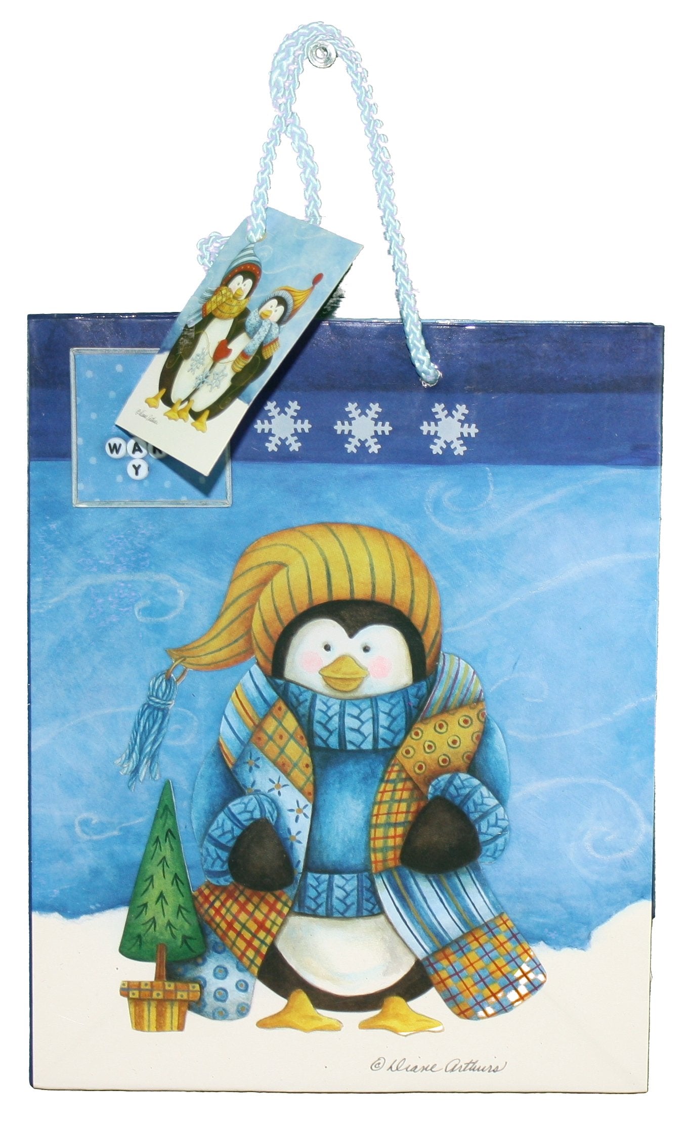 Gloss Finish Deluxe Gift Bag - Frosty Friends - Medium (12.5 x 10.5 x 4)