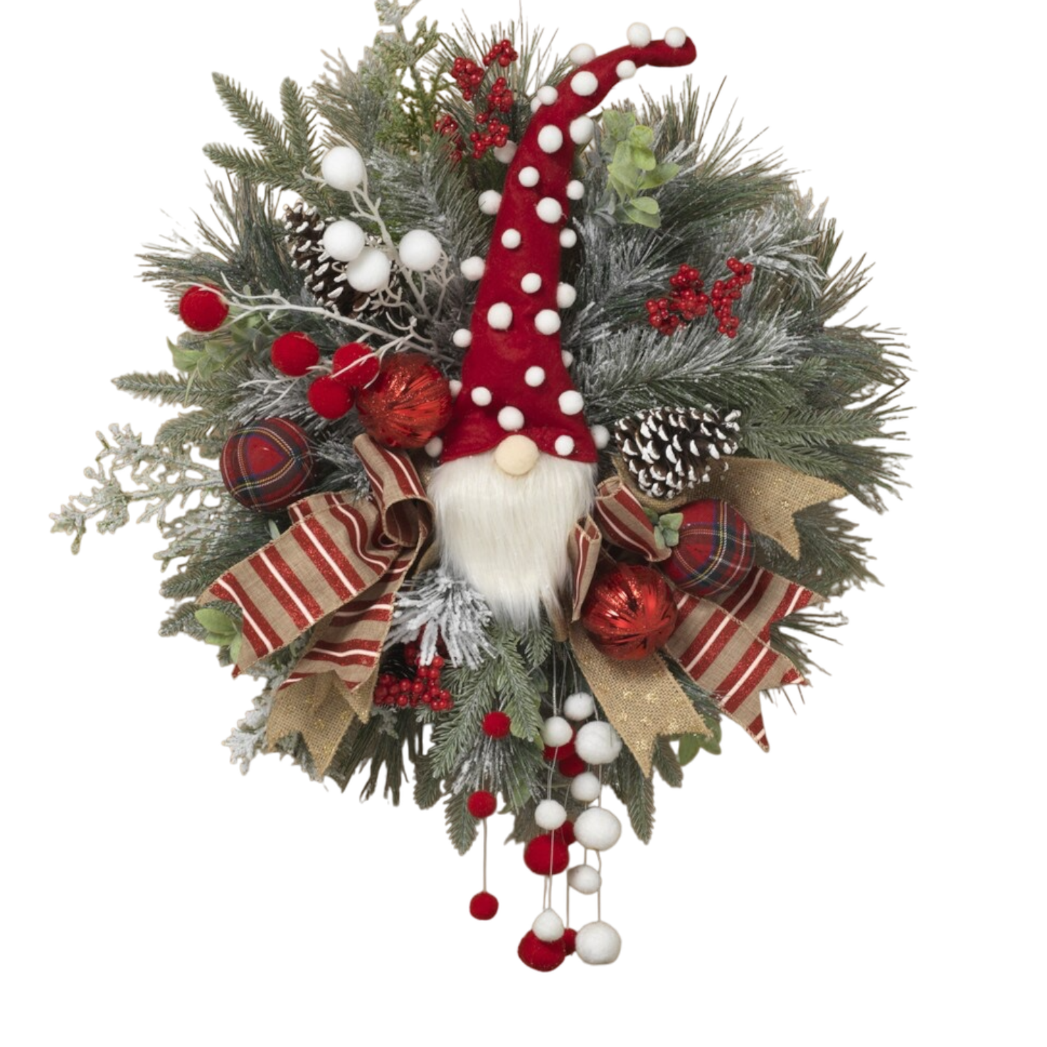 Gnome Pinecone Holiday Wreath