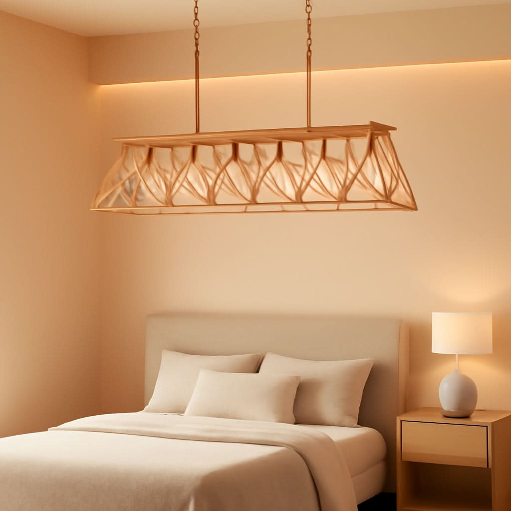Gold 5 Light Farmhouse Chandelier Linear Ceiling Light
