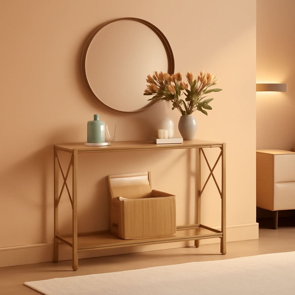 Gold And White Narrow Console Table With Shelves 41 Inch Long