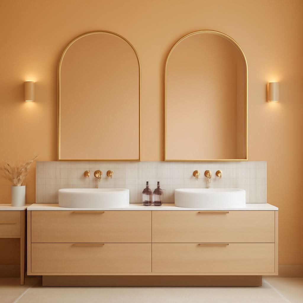 Gold Arched Wall Mirror 24x36 For Bathroom Vanity Decor