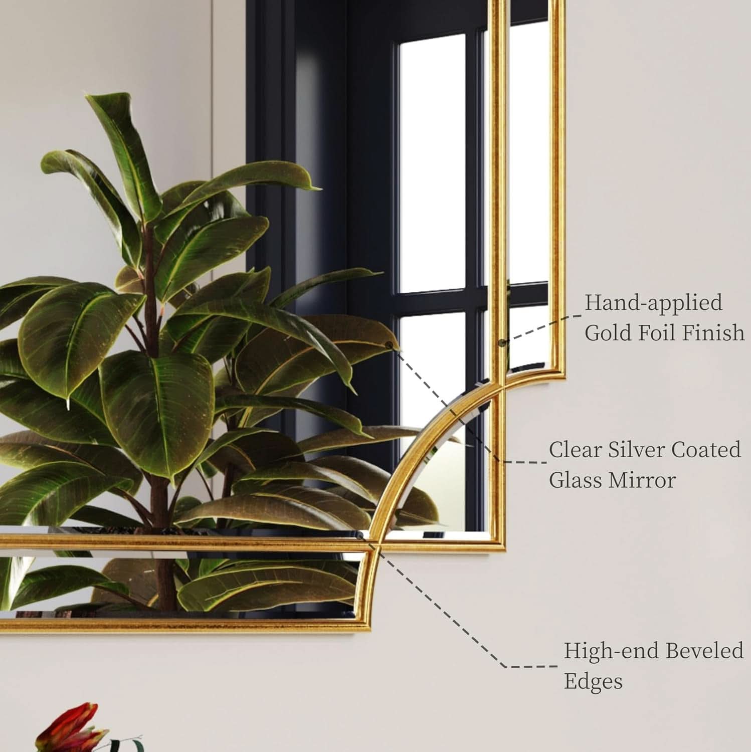 Gold Beveled Full Length Mirror 60x30 Inches Wall Mounted