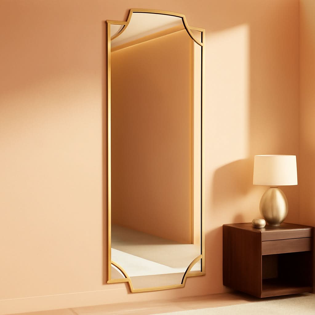Gold Beveled Full Length Mirror 60x30 Inches Wall Mounted