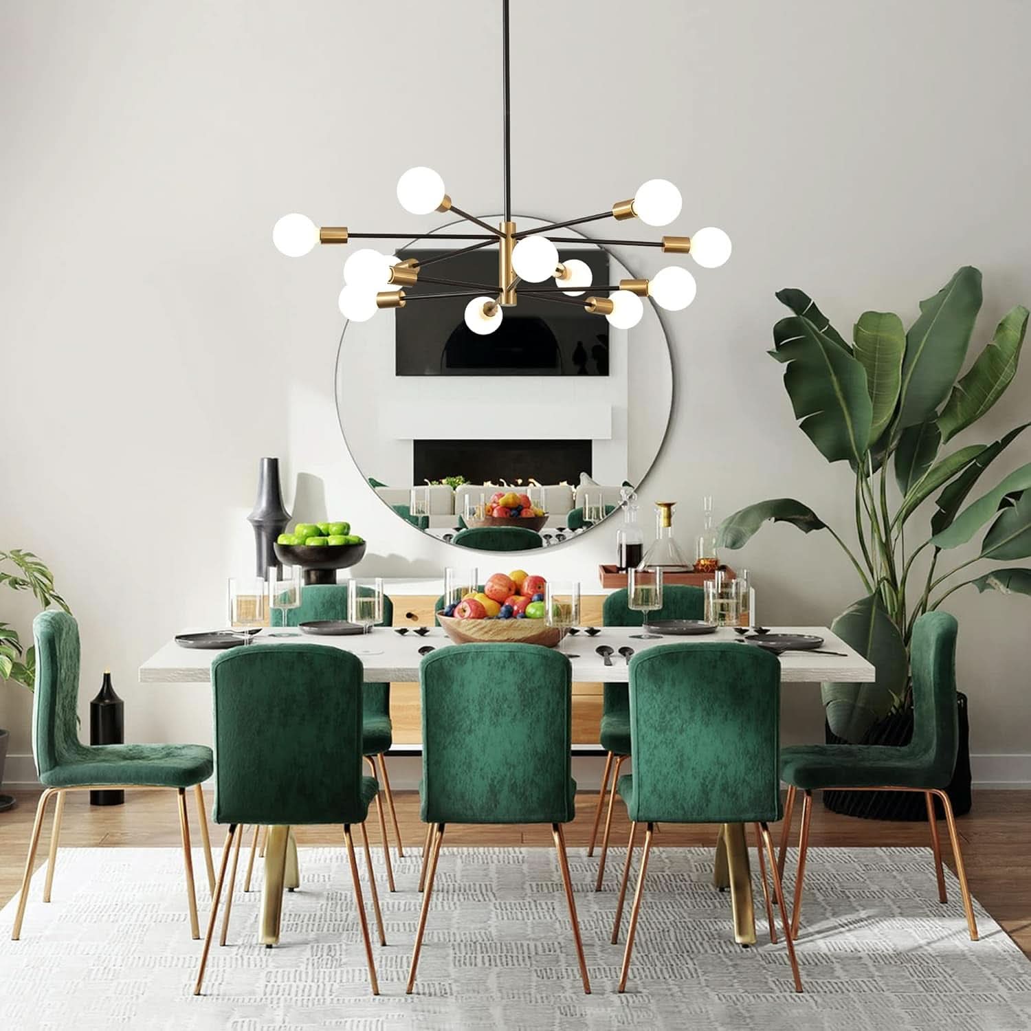 Gold Black Sputnik Chandelier 12 Light With Adjustable Height