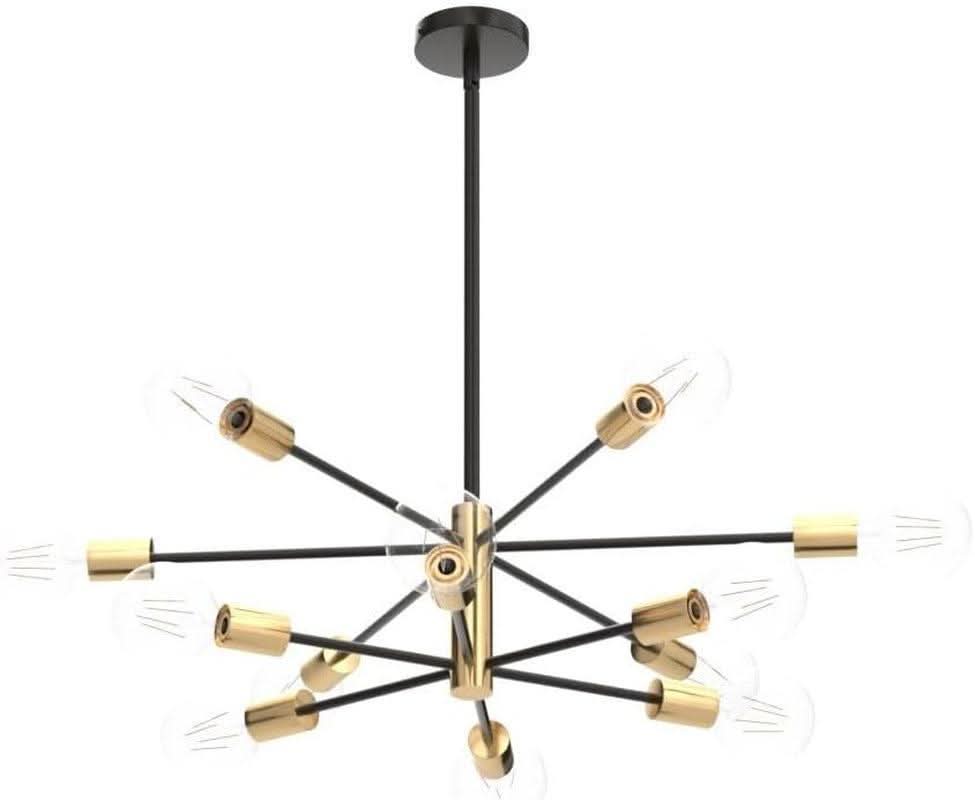Gold Black Sputnik Chandelier 12 Light With Adjustable Height