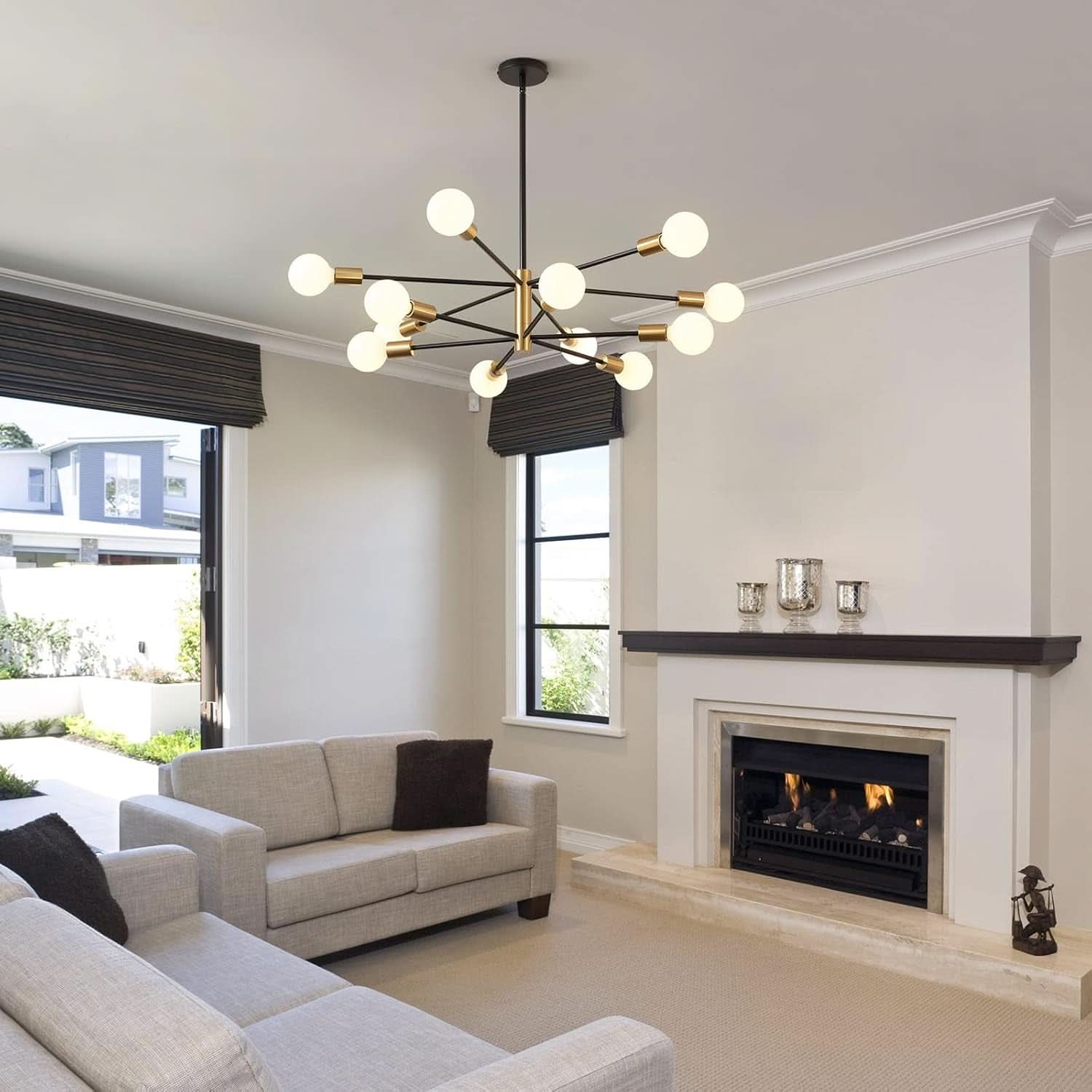 Gold Black Sputnik Chandelier 12 Light With Adjustable Height