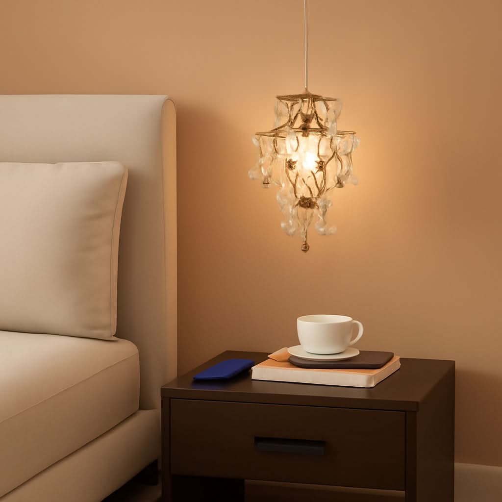 Gold Crystal Mini Chandelier Pendant Light Plug In